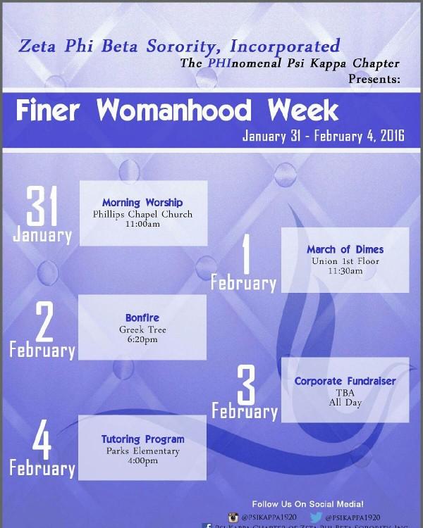 Zetas Embrace Finer Womanhood Week The Delta Statement