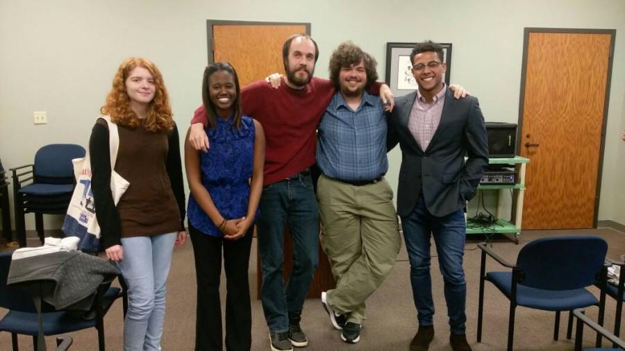 (From Left to Right: Sarah Fortenberry, Alecia Wilson, Kole Oakes, Jess Bennett, and Nick Houston | Photographer: Aallyah Wright)