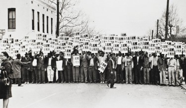 Caption: I Am a Man: Sanitation Workers Strike, Memphis, Tennessee, March 28th, 1968. Ernest Withers, 1968; printed 1994. Gelatin silver print. Museum purchase, 2006.322.1.