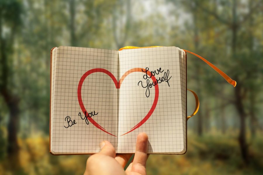 Notebook+page+with+a+heart+drawn+in+it+reads%3A+Be+you%3B+Love+Youself