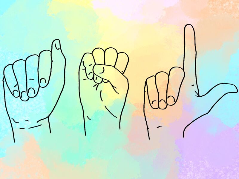 Sign Language on a Water Color Background