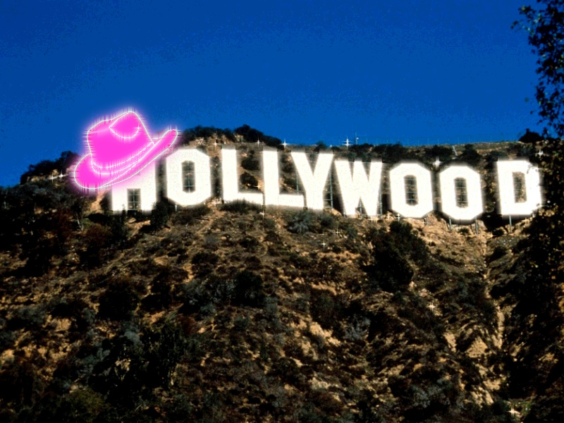 Hollywood Sign wearing a pink cowgirl hat (Assets from Pixabay, FreePngImg.com) (Design and editing by Naia)